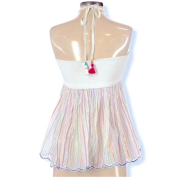 NWT Anthropologie Floreats Itzel Embroidered Crochet Spaghetti Strap Halter Top - Picture 4 of 10